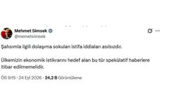 Hazine ve Maliye Bakanı Şimşek: "Şahsımla ilgili istifa iddiaları asılsızdır"