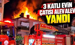 Bolu’da 3 katlı evin çatısı alevlere teslim oldu