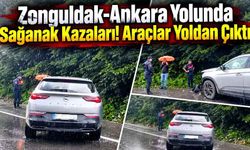 Zonguldak-Ankara Yolunda Sağanak Kazaları! Araçlar Yoldan Çıktı