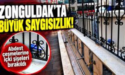 Zonguldak’ta pes dedirten görüntü: Abdest çeşmelerine içki şişeleri bırakıldı