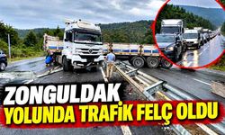 Makaslayan tır Düzce-Zonguldak yolunu kapattı