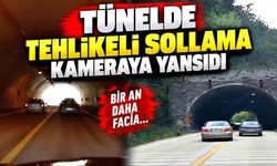 Karabük'te tünelde tehlikeli sollama kameraya yansıdı
