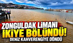 Zonguldak Limanı ikiye bölündü: Deniz kahverengiye döndü