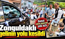 Zonguldaklı gelinin yolu kesildi, damat kahve pişirerek yolu açtı