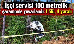 İşçileri taşıyan minibüs 100 metrelik şarampole yuvarlandı: 1 ölü, 4 yaralı