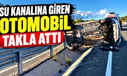 Su kanalına giren otomobil takla attı: Sürücü yaralandı