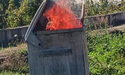 Çöp konteynerinde çıkan yangını mahalleli söndürdü