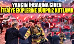 Yangın ihbarına giden itfaiye ekiplerine sürpriz kutlama