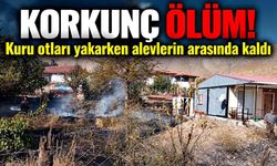 Bahçesindeki otları yakarken alevlerin arasında kaldı