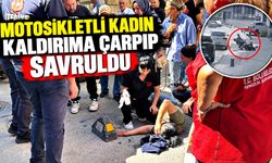Motosikletli kadın kaldırıma çarpıp savruldu