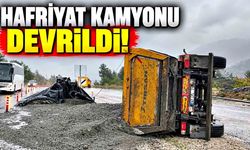 Kastamonu’da devrilen hafriyat kamyonunun sürücüsü yaralandı