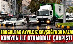 Zonguldak Ayyıldız Kavşağı’nda Kaza! Kamyon ile Otomobile çarpıştı