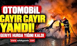 Seyir halindeki otomobil alev topuna döndü! Geriye hurda kaldı