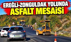 Ereğli-Zonguldak yolunda asfalt çalışması hızlandı