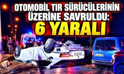 Takla atan otomobil tır sürücülerinin üzerine savruldu: 6 yaralı