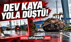 Zonguldak'ta dev kaya parçası yolu kapattı!