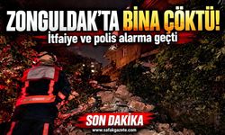 Zonguldak’ta korkutan çökme! Binanın ön cephesi yıkıldı