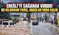 Ereğli'yi sağanak vurdu! 80 kilogram yağış yolları göle çevirdi