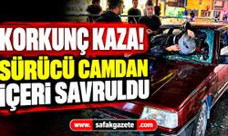 Düzce'de korkunç kaza! Motosiklet sürücüsü camdan içeri girdi