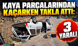 Kaya parçalarından kaçarken takla attı: 3 yaralı