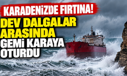 Karadeniz'de dev dalgalarla mücadele! Ticari gemi karaya oturdu