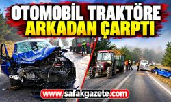 Yoğun sis nedeniyle otomobil traktöre çarptı: 1 yaralı