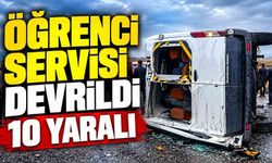 Okul servisi yolda devrildi: 10 öğrenci hastaneye kaldırıldı