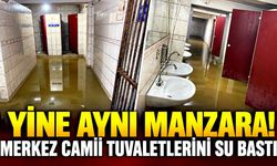 Sağanak sonrası yine aynı manzara! Cami tuvaletlerini su bastı