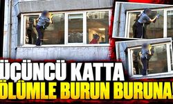 Zonguldak’ta üçüncü katta tehlikeli temizlik!