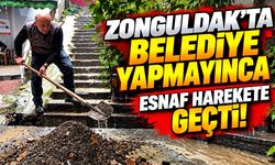 Zonguldak’ta belediye yapmayınca esnaf harekete geçti!