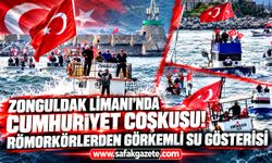 Zonguldak Limanı’nda Cumhuriyet coşkusu! Römorkörlerden görkemli su gösterisi