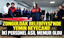 Zonguldak Belediyesi'nde yemin heyecanı! İki personel asil memur oldu