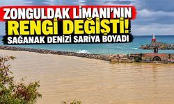 Zonguldak Limanı'nın rengi değişti! Sağanak denizi sarıya boyadı