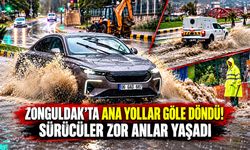Zonguldak'ta ana yollar göle döndü! Sürücüler zor anlar yaşadı