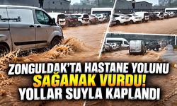 Zonguldak'ta hastane yolunu sağanak vurdu! Yollar suyla kaplandı