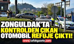 Zonguldak'ta kontrolden çıkan otomobil refüje çıktı!