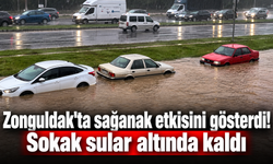 Zonguldak'ta sağanak etkisini gösterdi! Sokak sular altında kaldı