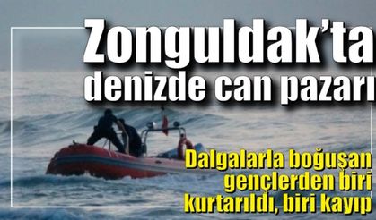 Dalgalarla boğuşan gençlerden biri kurtarıldı, biri kayıp