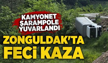 Zonguldak'ta feci kaza: Kamyonet şarampole yuvarlandı