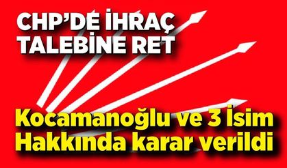 CHP’de İhraç Talebine Ret: Kocamanoğlu ve 3 İsim Hakkında karar verildi