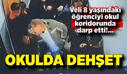 Okulda dehşet: Çocuğuna kartopu atan öğrenciyi koridorda darp etti