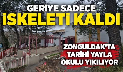 Zonguldak’ta tarihi Yayla Okulu yıkılıyor: Sadece iskeleti kaldı