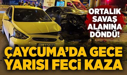 Çaycuma’da gece yarısı feci kaza: Ortalık savaş alanına döndü!
