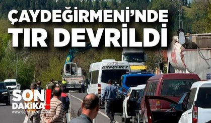 Çaydeğirmeni’nde TIR devrildi: Trafik kontrollü sağlandı