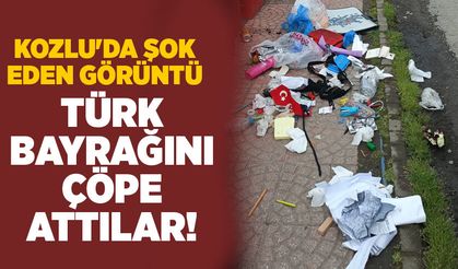 Kozlu'da şok eden görüntü: Türk Bayrağını çöpe attılar!
