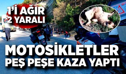 Motosikletler peş peşe kaza yaptı: 2 yaralı