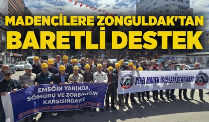 Madencilere Zonguldak'tan baretli destek
