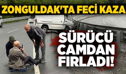 Zonguldak'ta feci kaza: Sürücü camdan fırladı!