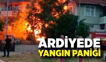 Ardiyede çıkan yangın evlere sıçramadan söndürüldü