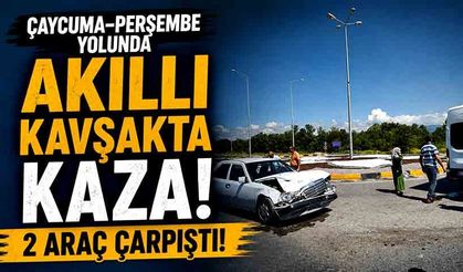 Çaycuma-Perşembe yolunda akıllı kavşakta kaza: 2 araç çarpıştı!
